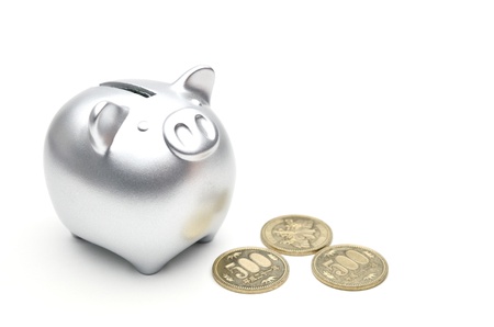 piggy bank isolated on white backgroundの写真素材
