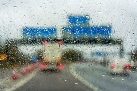 Raindrop on a Windscreen on the Motorway