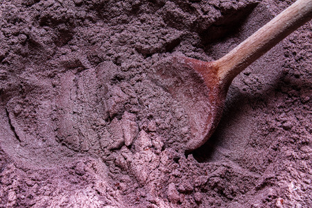Cake batter - sweet cream - making pastries - cocoa powderの写真素材