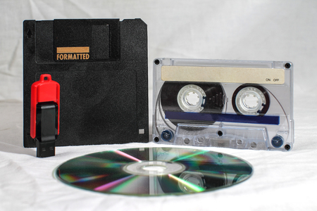 Old and new media - data carriersの写真素材