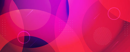 Abstract red and pink geometric moving circle pattern background vectorのイラスト素材