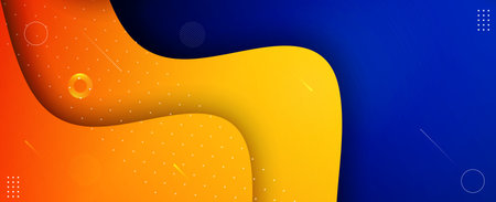 Abstract blue and yellow geometric moving wave elegant background pattern vector