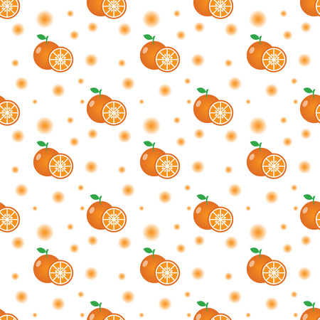 Seamless pattern with oranges, half orange and leaves. Vector texture illustration.のイラスト素材