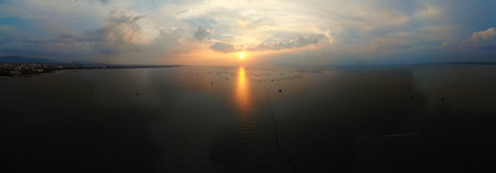 Beautiful views of the panorama and the sea at sunset.