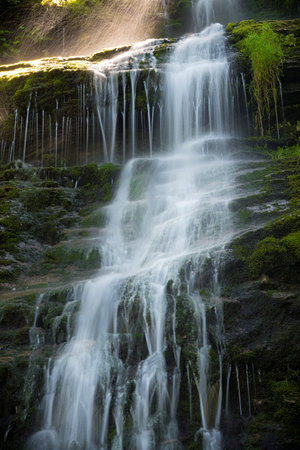 Big waterfall on Cold creek in Jeseniky nature park, Czech Republic