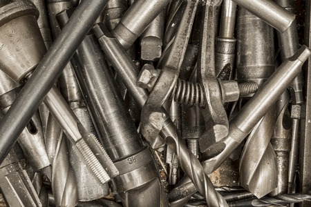 Group of metal machinery drills, Czech Republicの写真素材