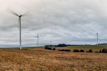 Wind park, Wind power plant, Horni lodeniceの写真素材