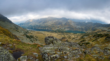 Czarny staw Polski, High Tatra, Poland, view from Zawratの写真素材
