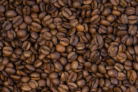 Big group of roasted coffee beans