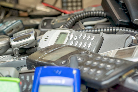 Group of old, historical mobile phones