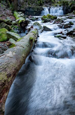 Satina creek with waterfals, Czech Republicの写真素材