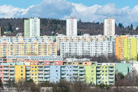 Panorama of city of blocks, housing estate of block, Czech Republicの写真素材
