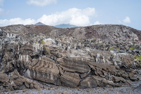 Island landscape with solidified lava flow, Ascension