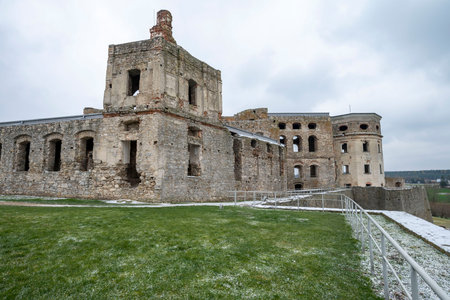 View of the ruins of the medieval castle of Krzyztopor, Polandの写真素材