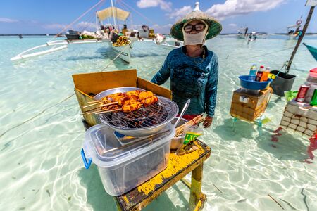 Philippines, Bohol 03 05 2019: Sea bbq marketのeditorial素材