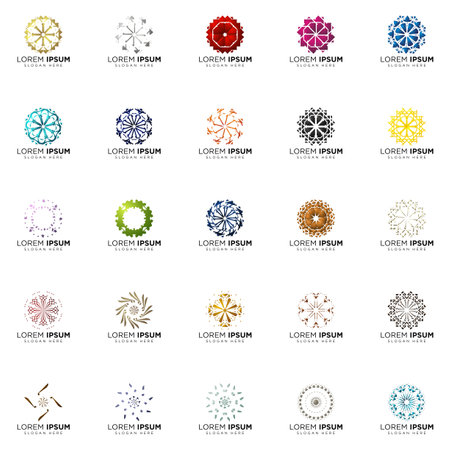 set a full color modern abstract logo designsのイラスト素材