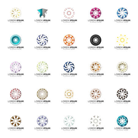 set a full color modern abstract logo designsのイラスト素材