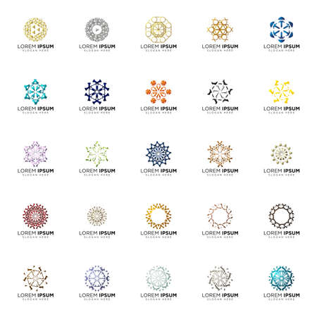 set a full color modern abstract logo designsのイラスト素材