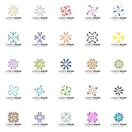 set a full color modern abstract logo designsのイラスト素材