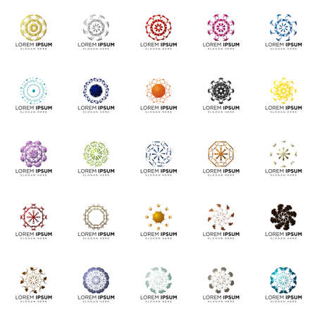 set a full color modern abstract logo designsのイラスト素材