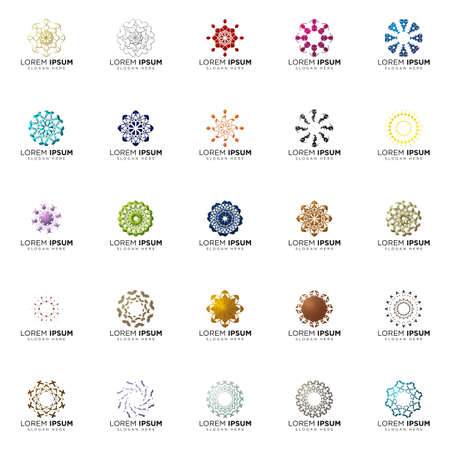 set a full color modern abstract logo designsのイラスト素材