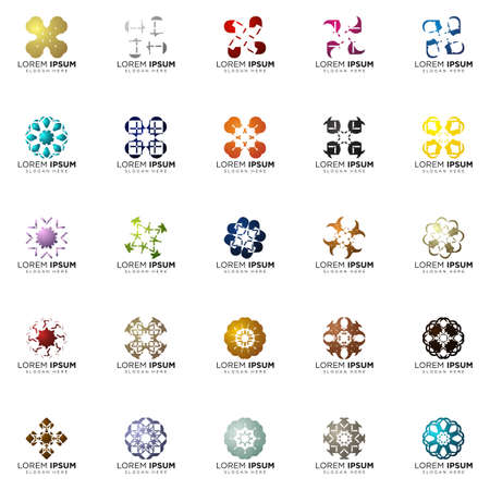 set a full color modern abstract logo designsのイラスト素材