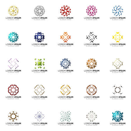 set a full color modern abstract logo designsのイラスト素材