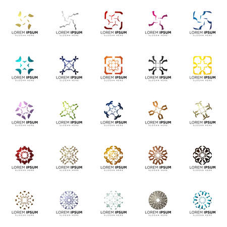 set a full color modern abstract logo designsのイラスト素材