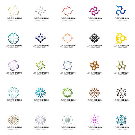 set a full color modern abstract logo designsのイラスト素材