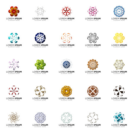 set a full color modern abstract logo designsのイラスト素材