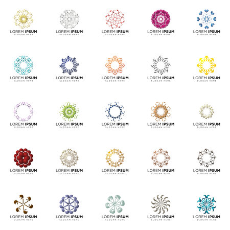 set a full color modern abstract logo designsのイラスト素材