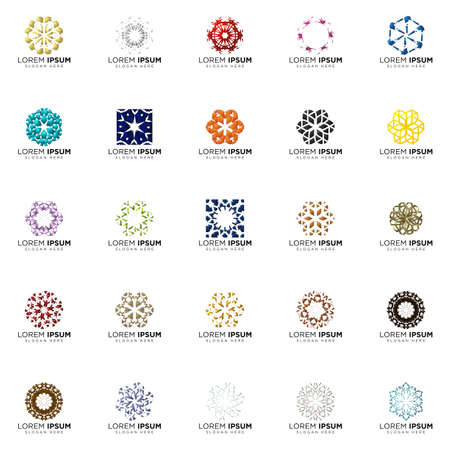 set a full color modern abstract logo designsのイラスト素材