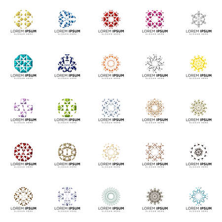 set a full color modern abstract logo designsのイラスト素材