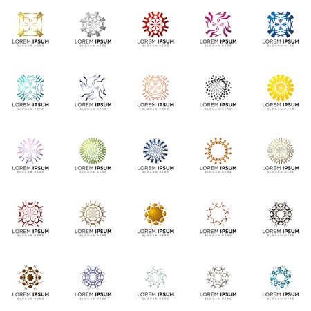 set a full color modern abstract logo designsのイラスト素材