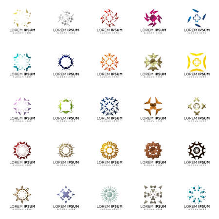 set a full color modern abstract logo designsのイラスト素材