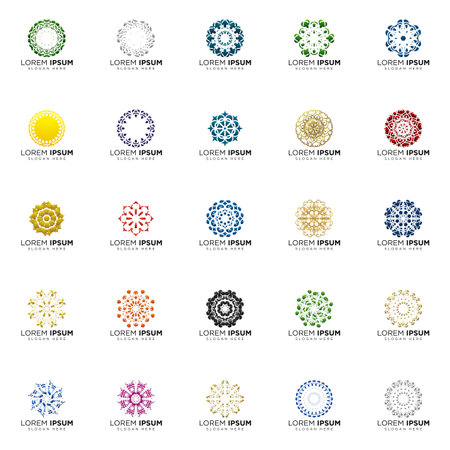 set a full color modern abstract logo designsのイラスト素材