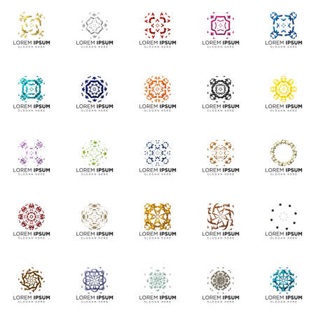 set a full color modern abstract logo designsのイラスト素材