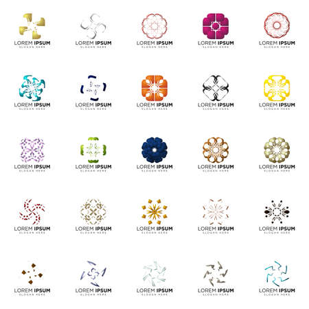 set a full color modern abstract logo designsのイラスト素材