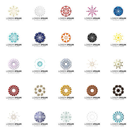 set a full color modern abstract logo designsのイラスト素材