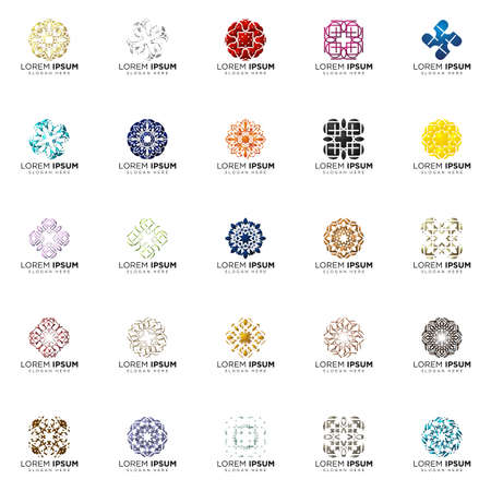 set a full color modern abstract logo designsのイラスト素材