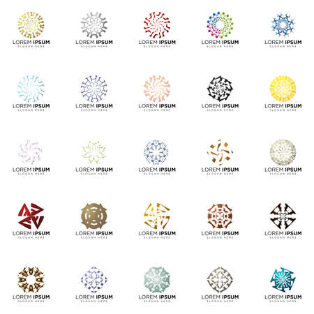 set a full color modern abstract logo designsのイラスト素材