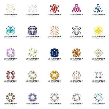 set a full color modern abstract logo designsのイラスト素材