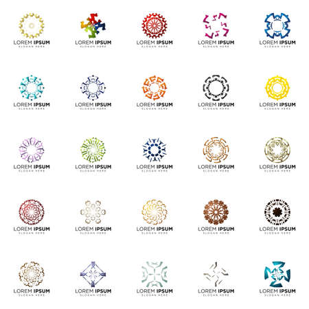 set a full color modern abstract logo designsのイラスト素材