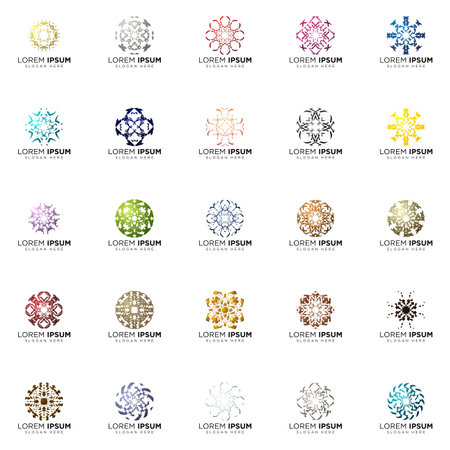 set a full color modern abstract logo designsのイラスト素材