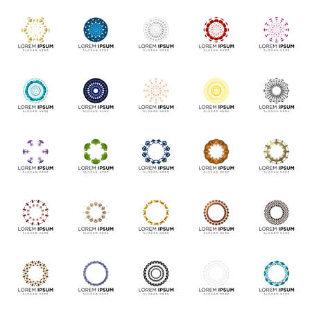 set a full color modern abstract logo designsのイラスト素材