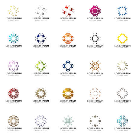 set a full color modern abstract logo designsのイラスト素材