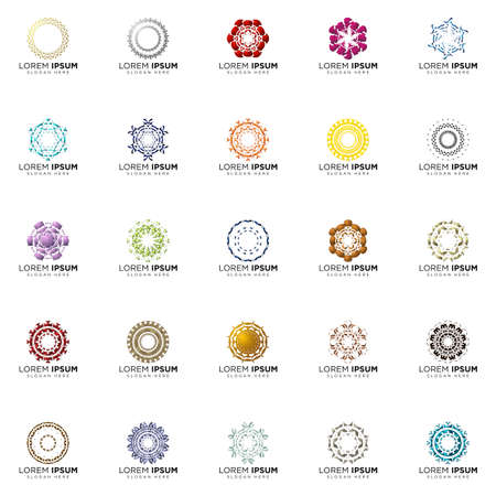 set a full color modern abstract logo designsのイラスト素材