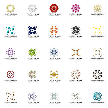 set a full color modern abstract logo designsのイラスト素材