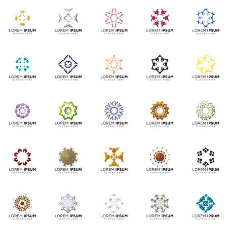 set a full color modern abstract logo designsのイラスト素材