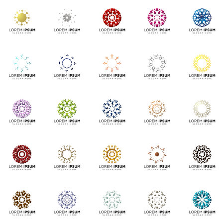 set a full color modern abstract logo designsのイラスト素材